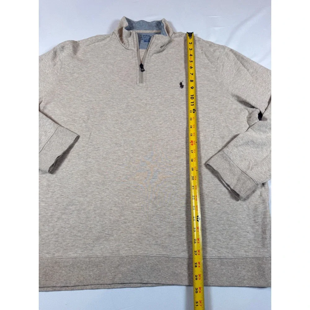 Polo Ralph Lauren Mens XXL Tan Heather Quarter Zip‎ Pullover Sweater Long Sleeve